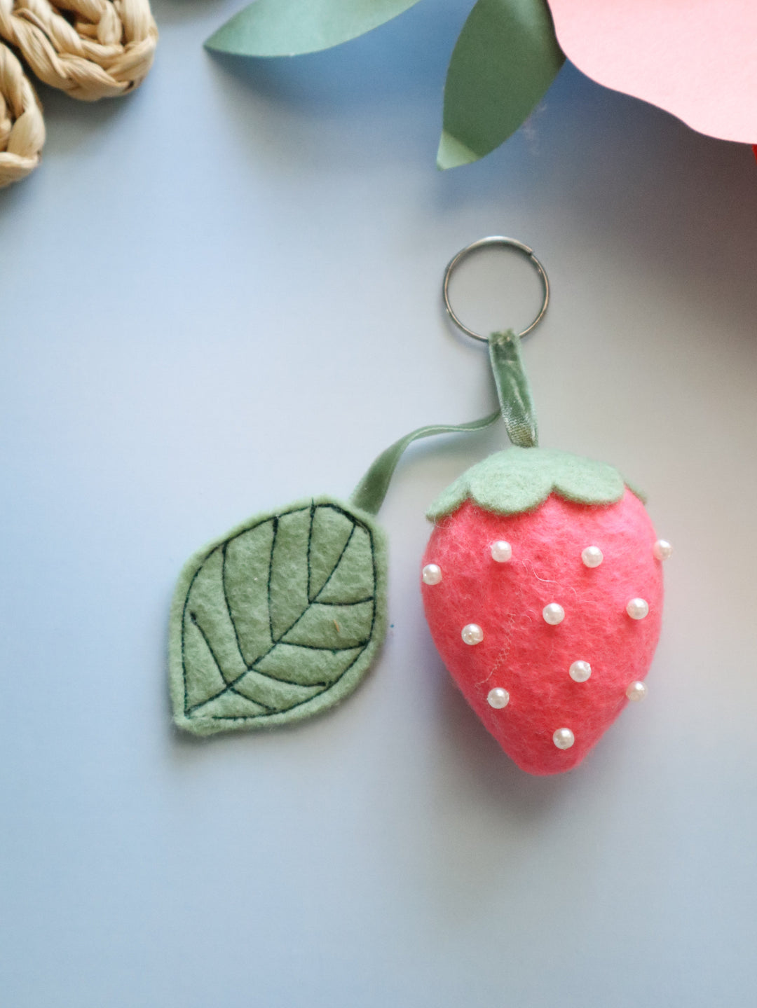 Free Felt Strawberry Key Chain