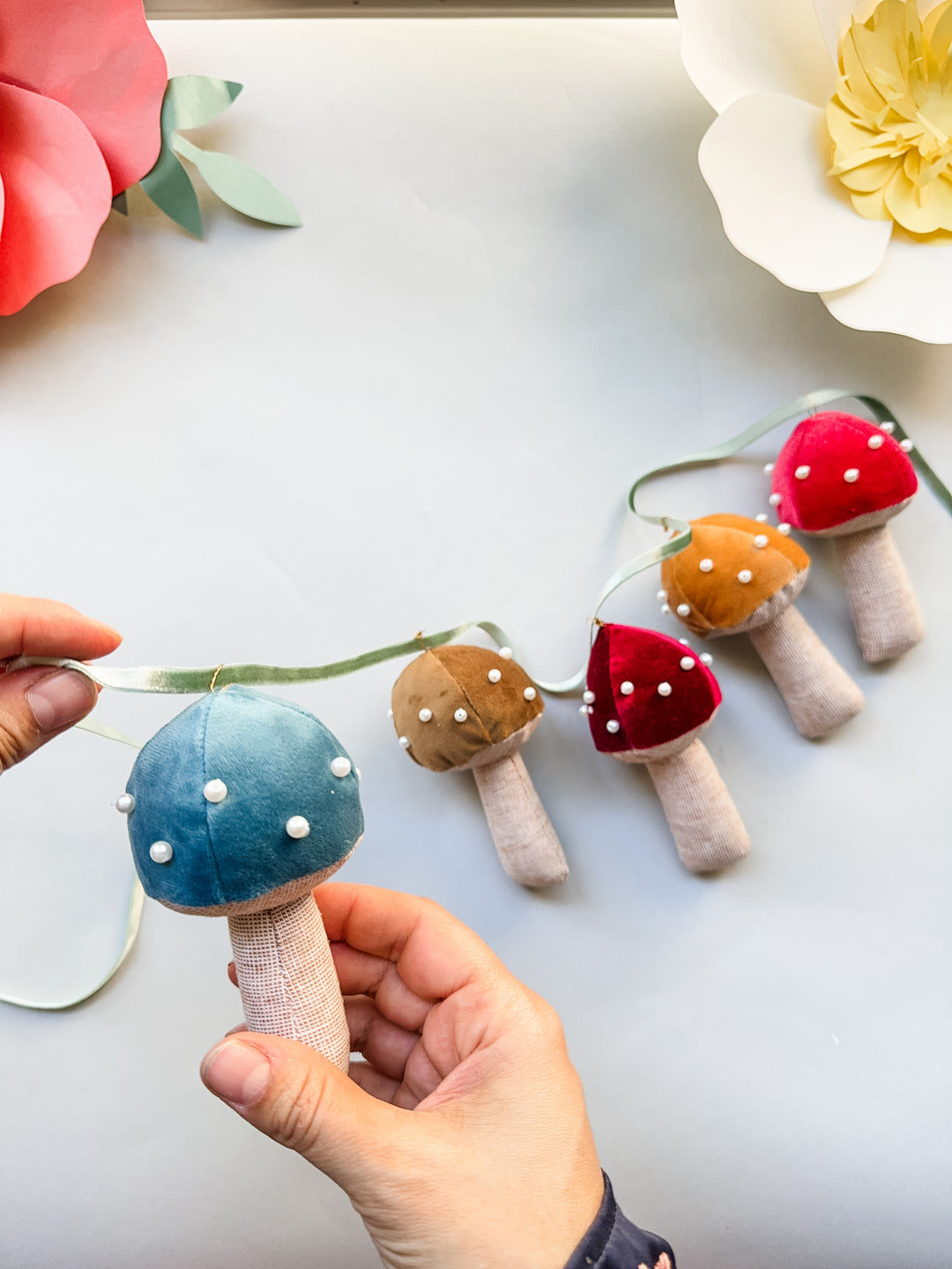 Fabric Mushroom Garland Pattern