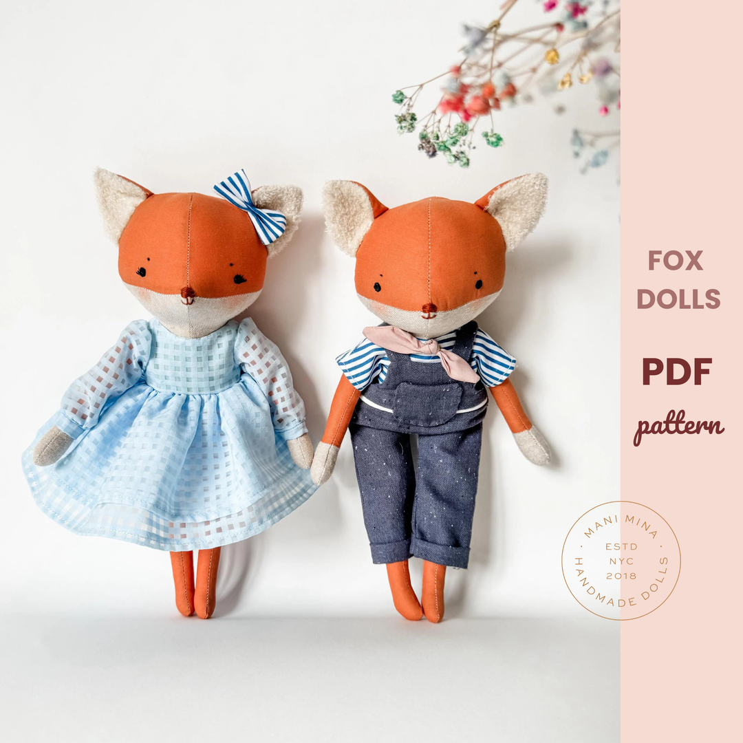 The Fox Family Dolls PDF sewing pattern and tutorial