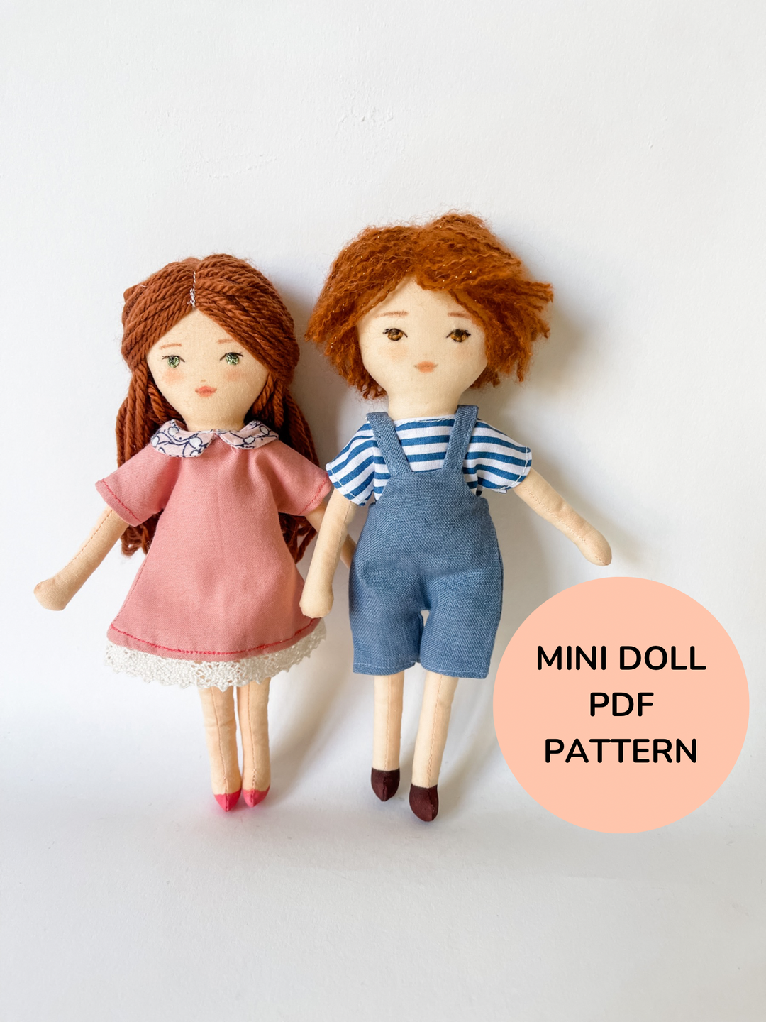 The mini doll pdf pattern - Boy and girl mini doll for dollhouse